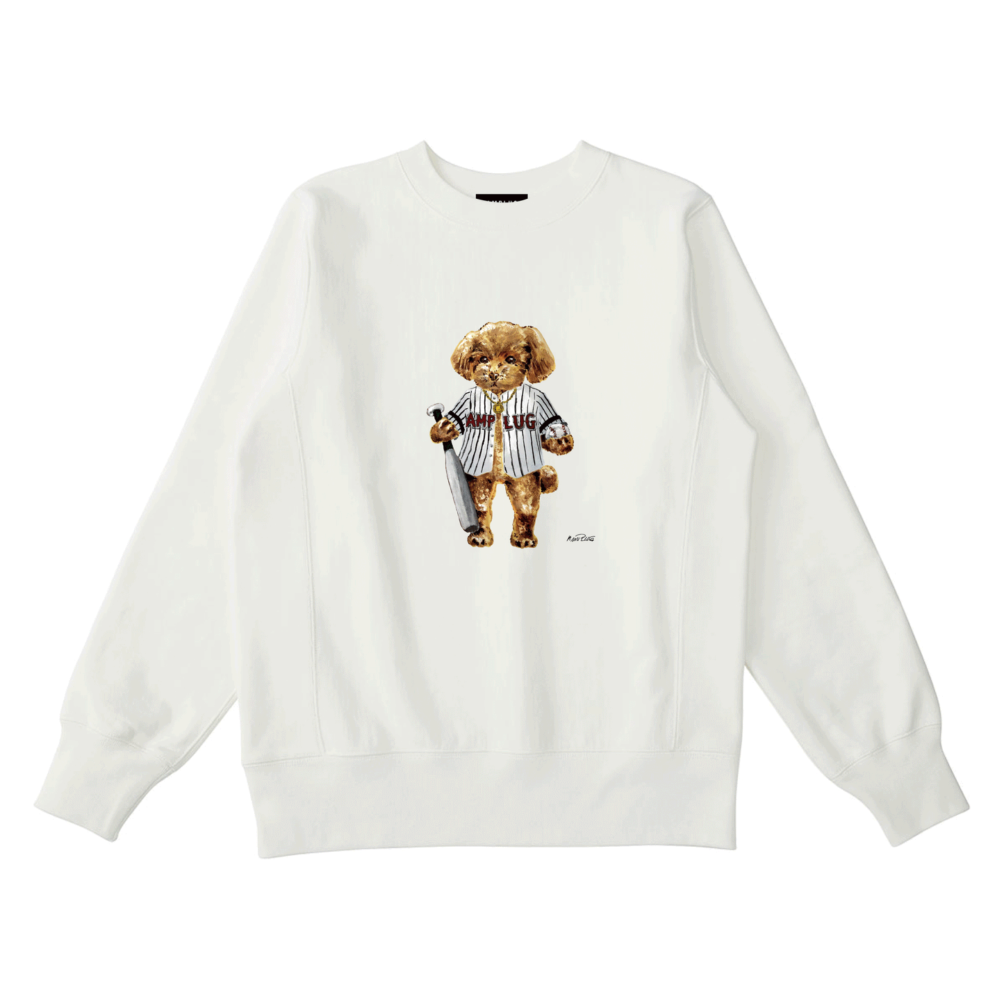 [AMPLUG TOKYO] "Baseball doggy" sweatshirt (white)