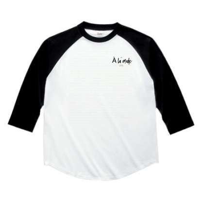 [A la mode] Left chest logo baseball long T-shirt (white x black)