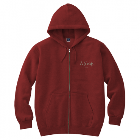 [A la mode] Left chest logo zip hoodie (burgundy)
