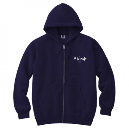 [A la mode] Left chest logo zip hoodie (deep navy)