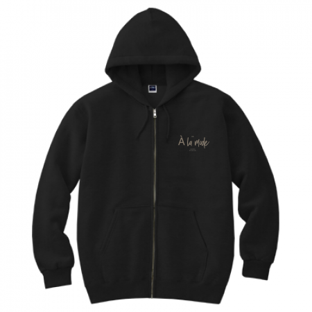 [A la mode] Left chest logo zip hoodie (black)