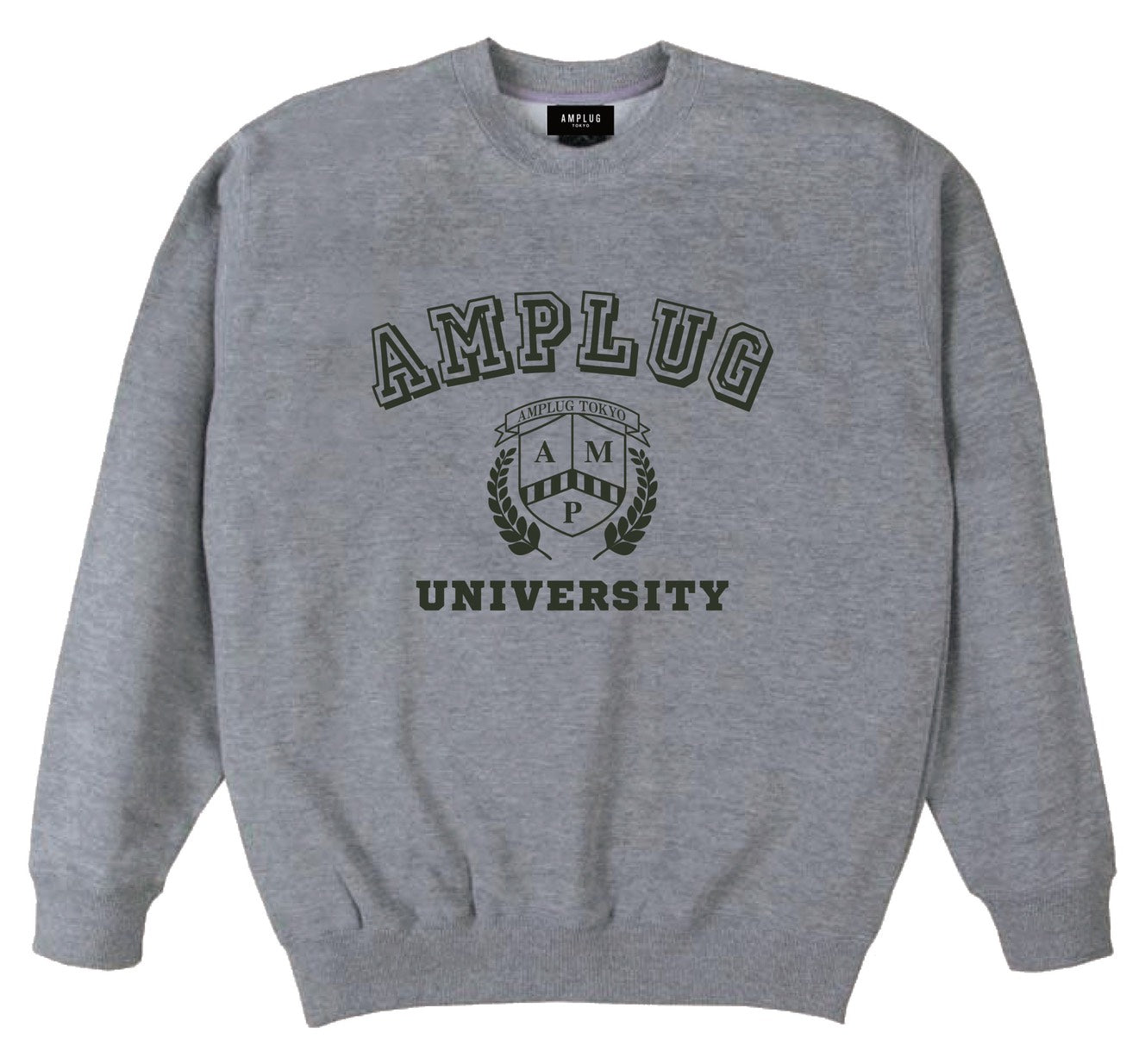 [AMPLUG TOKYO] UNIVERSITY set up sweatshirt (heather gray)