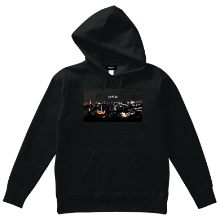 [AMPLUG TOKYO] "scenery of the winners" fooded sweatshirt (deep black)