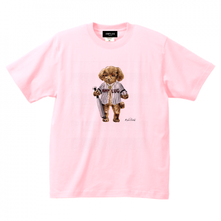 [AMPLUG TOKYO] "Baseball doggy" T-shirt (baby pink)