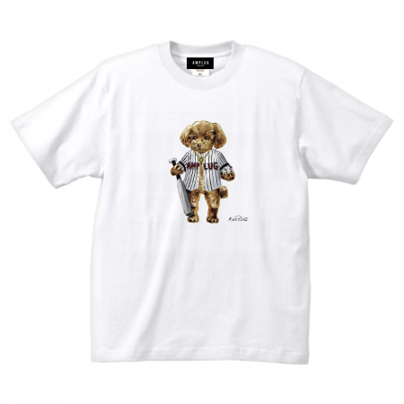 [AMPLUG TOKYO] "Baseball doggy" T-shirt (White)