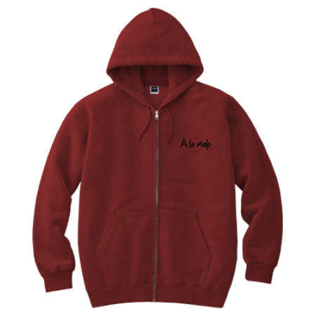 [A la mode] Left chest logo zip hoodie (burgundy)